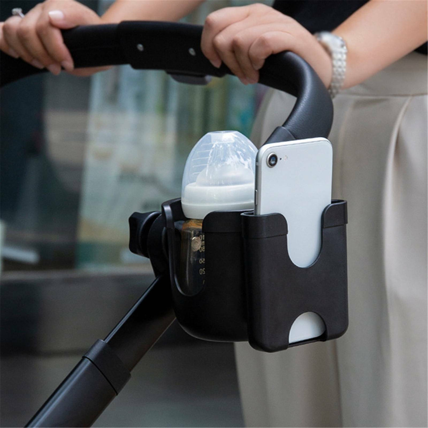 Pram phone/cup holder