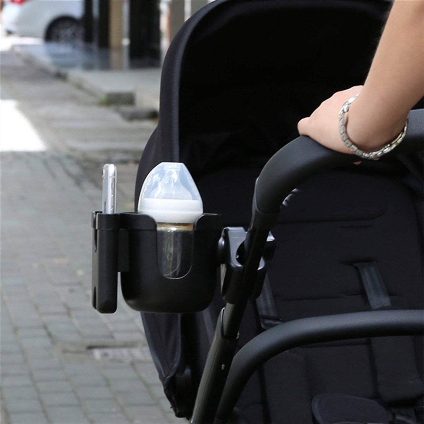 Pram phone/cup holder
